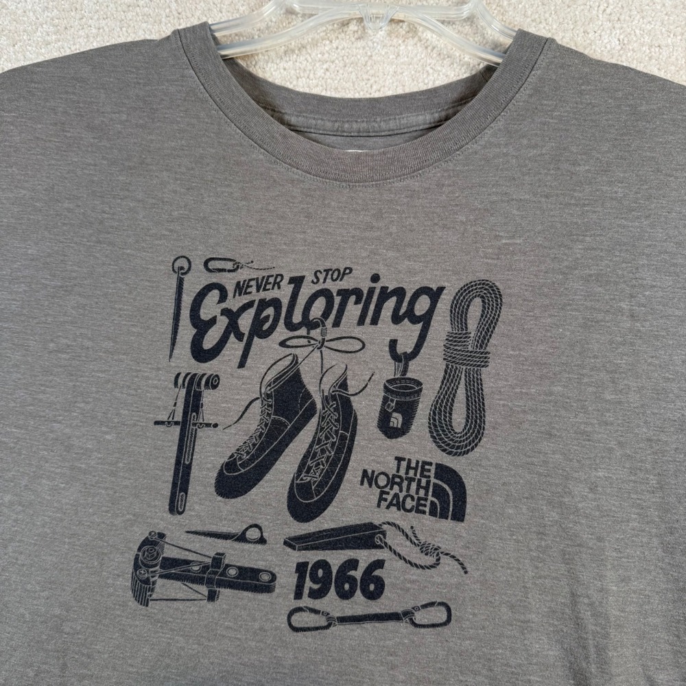 The North Face Graphic T-Shirt Mens XL Gray Never Stop Exploring Climbing Gear
